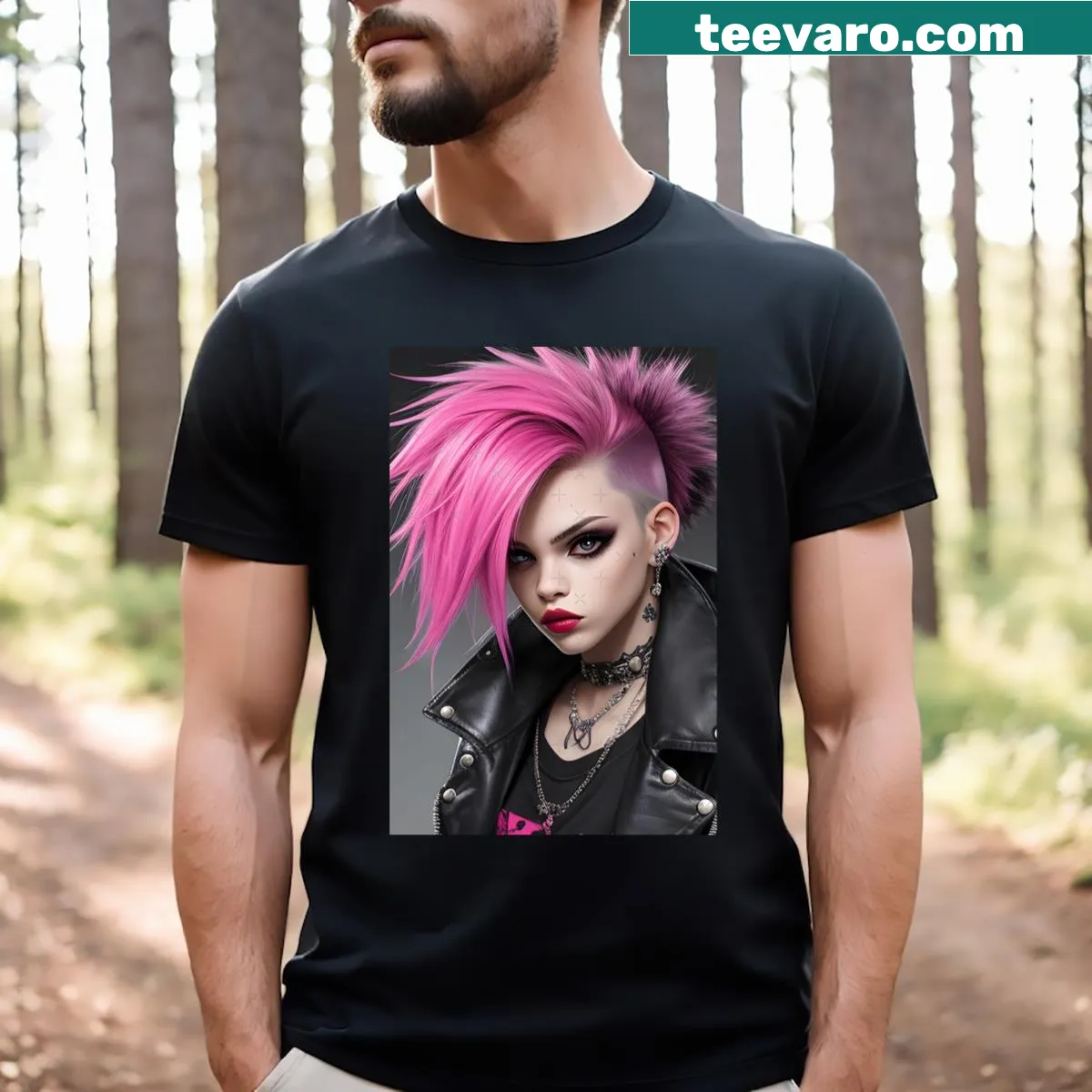 Punk aesthetic girl graphic design T-shirt — on a men's t-shirt