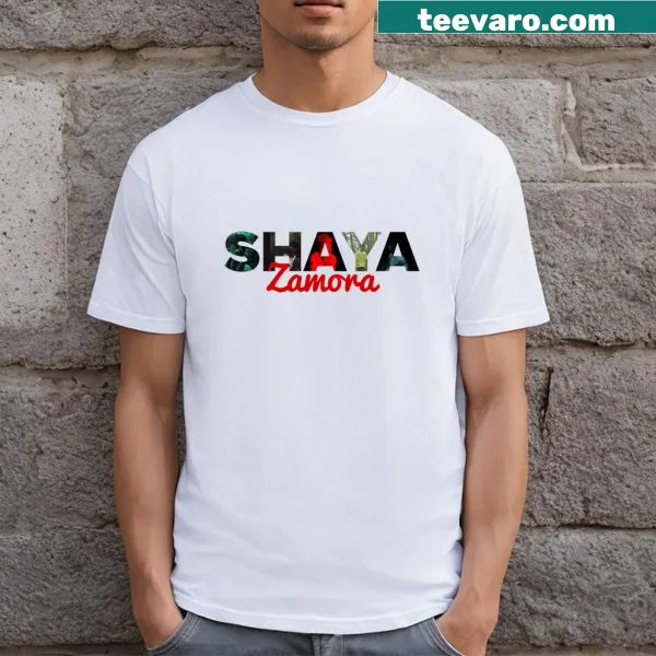 Stylish typography featuring Shaya Zamora on an essential T-shirt.