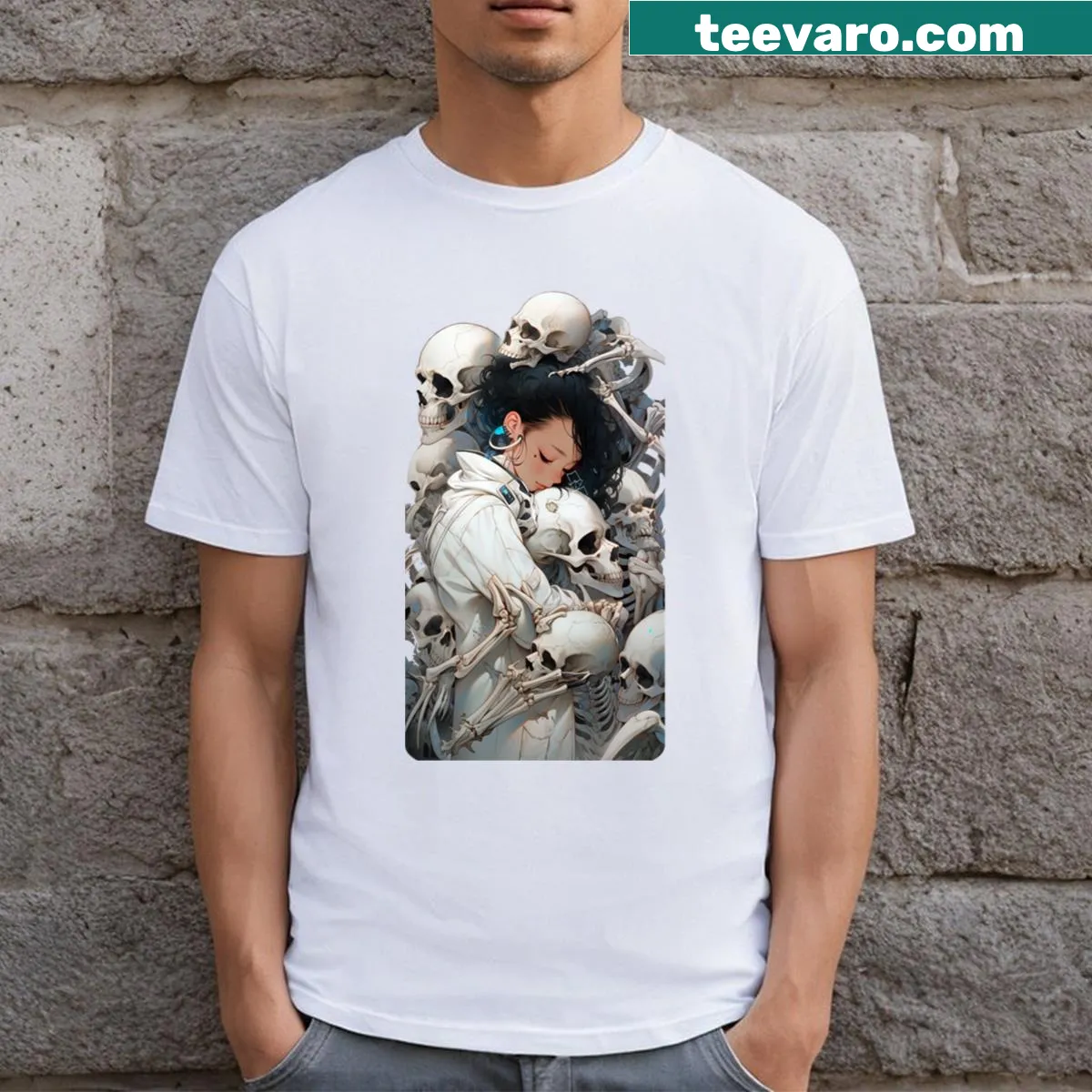 Silhouette graphic of skulls on a T-shirt — on a men's t-shirt
