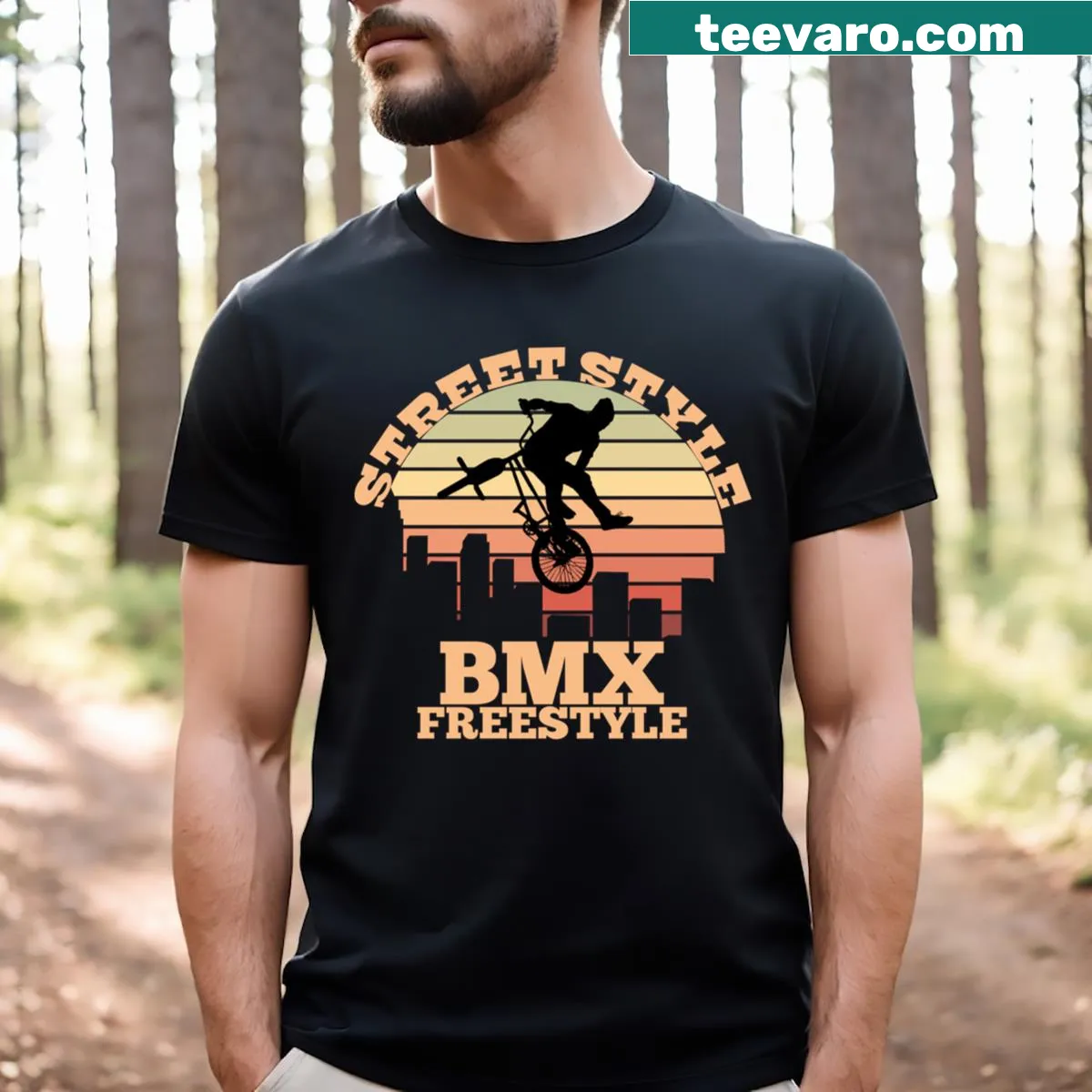 BMX rider illustration on a street style T-shirt — on a men's t-shirt