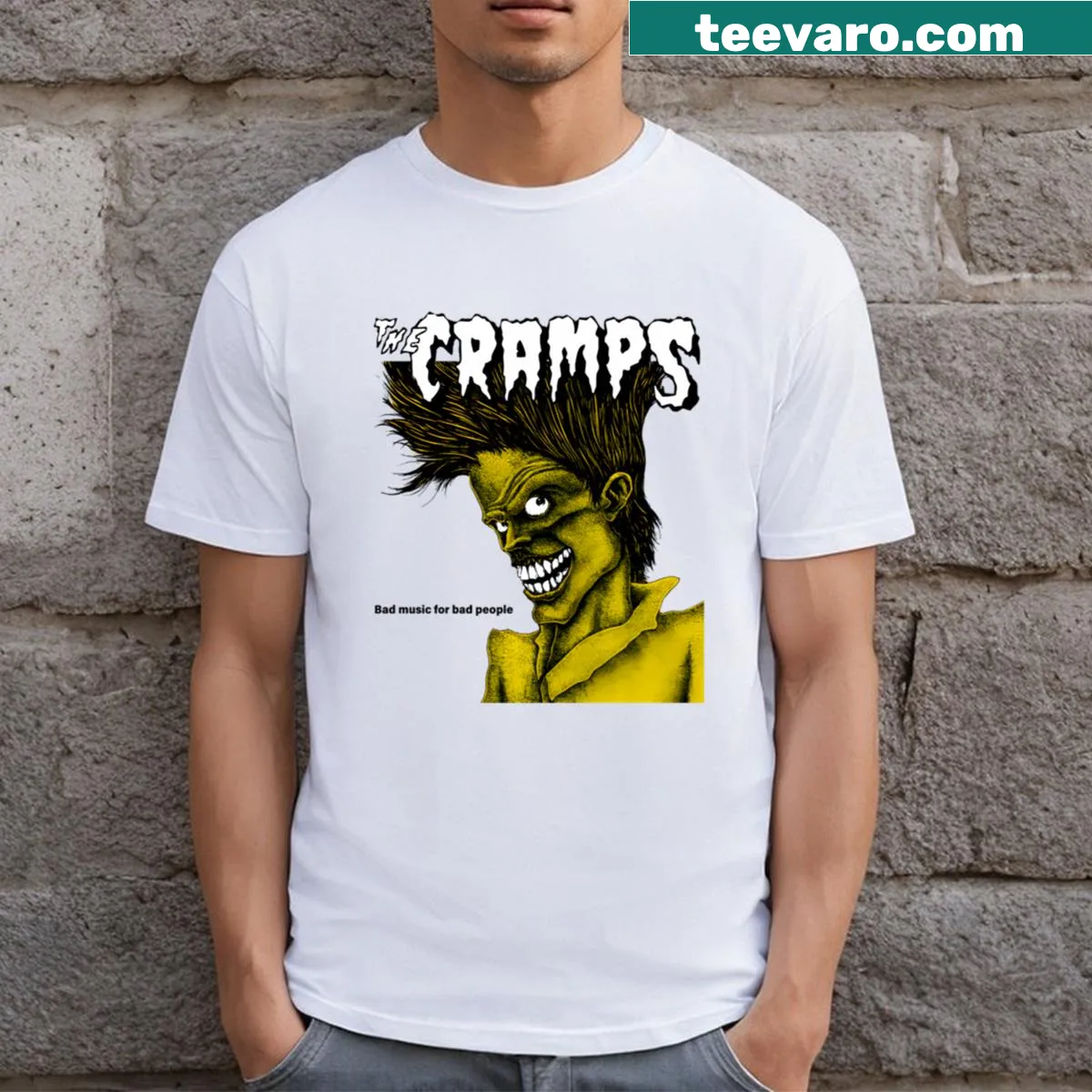 Distressed vintage design celebrating music on an essential T-shirt. — on a men's t-shirt