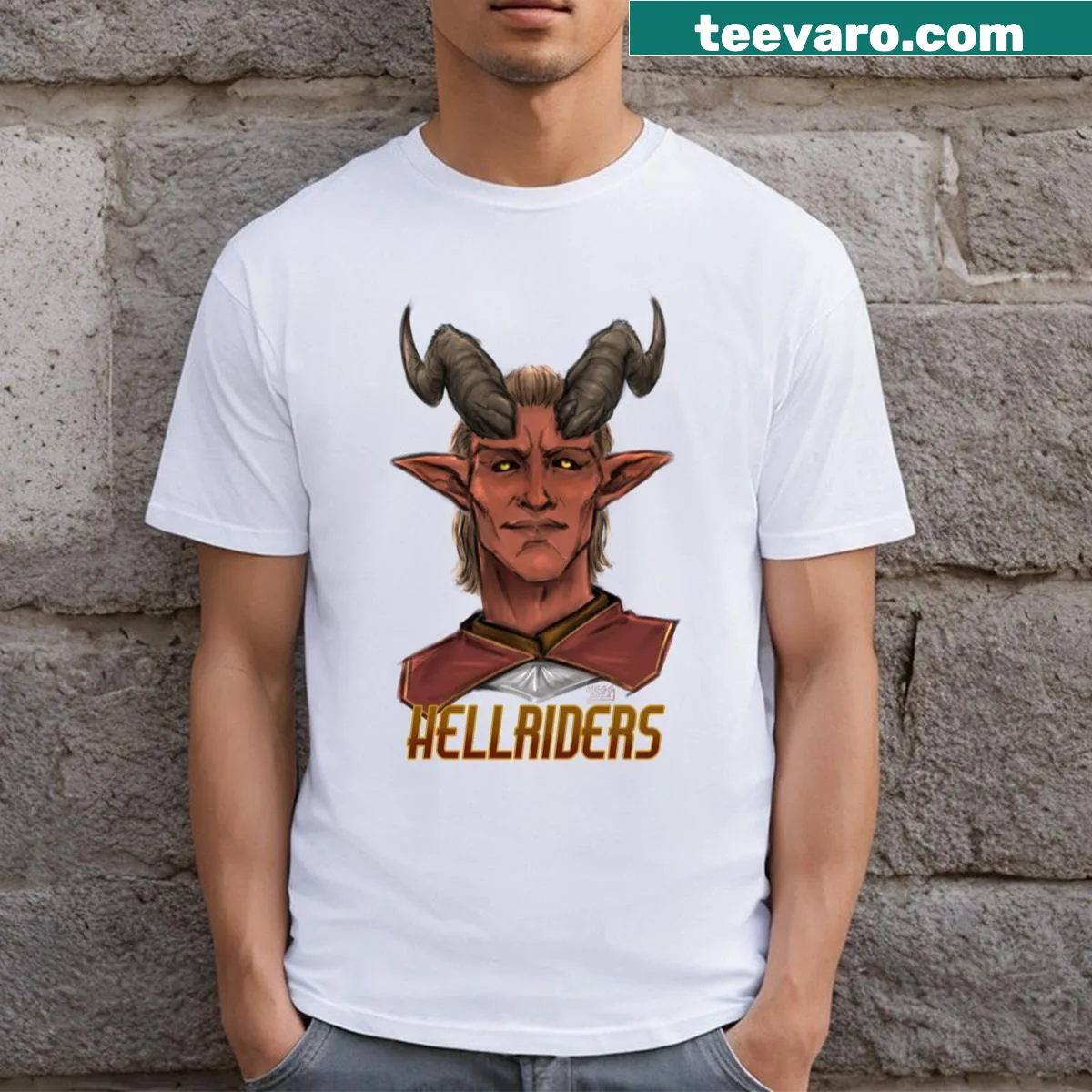 Fantasy T-shirt featuring Zevlor character design — on a men's t-shirt