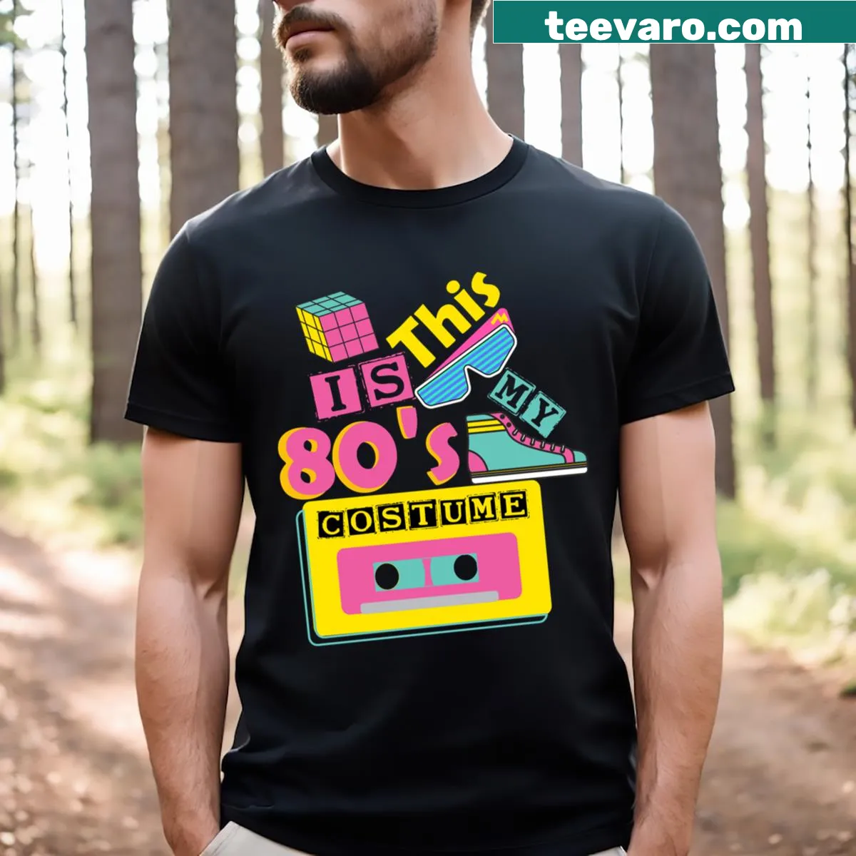 Retro themed T-shirt celebrating 80's costume culture. — on a men's t-shirt