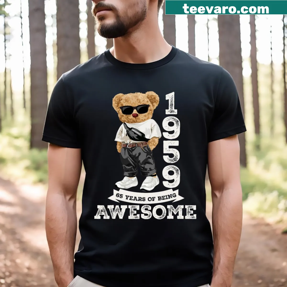 Funny 65th birthday T-shirt with humorous typography — on a men's t-shirt