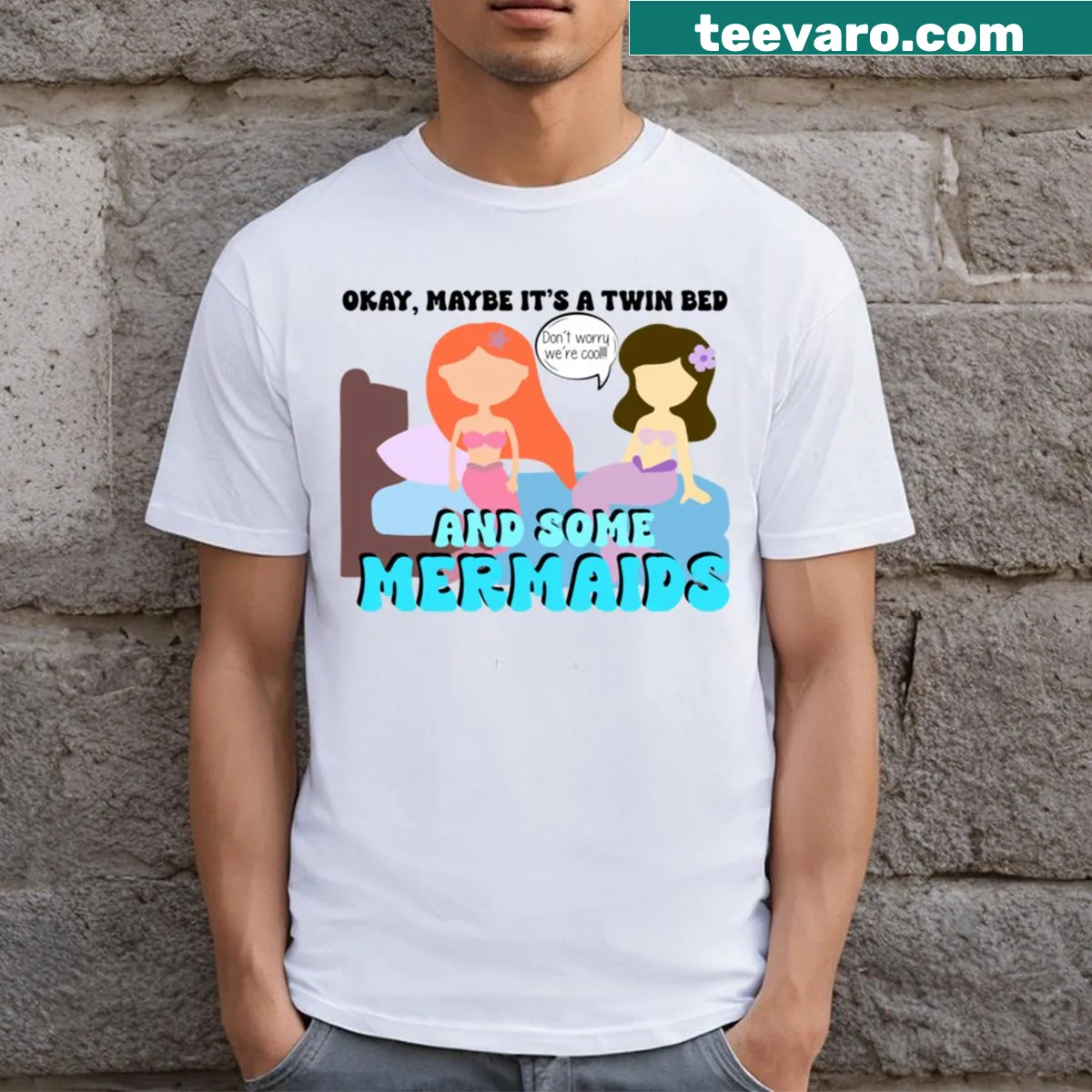 Chappell T-shirt with whimsical mermaid text — on a men's t-shirt