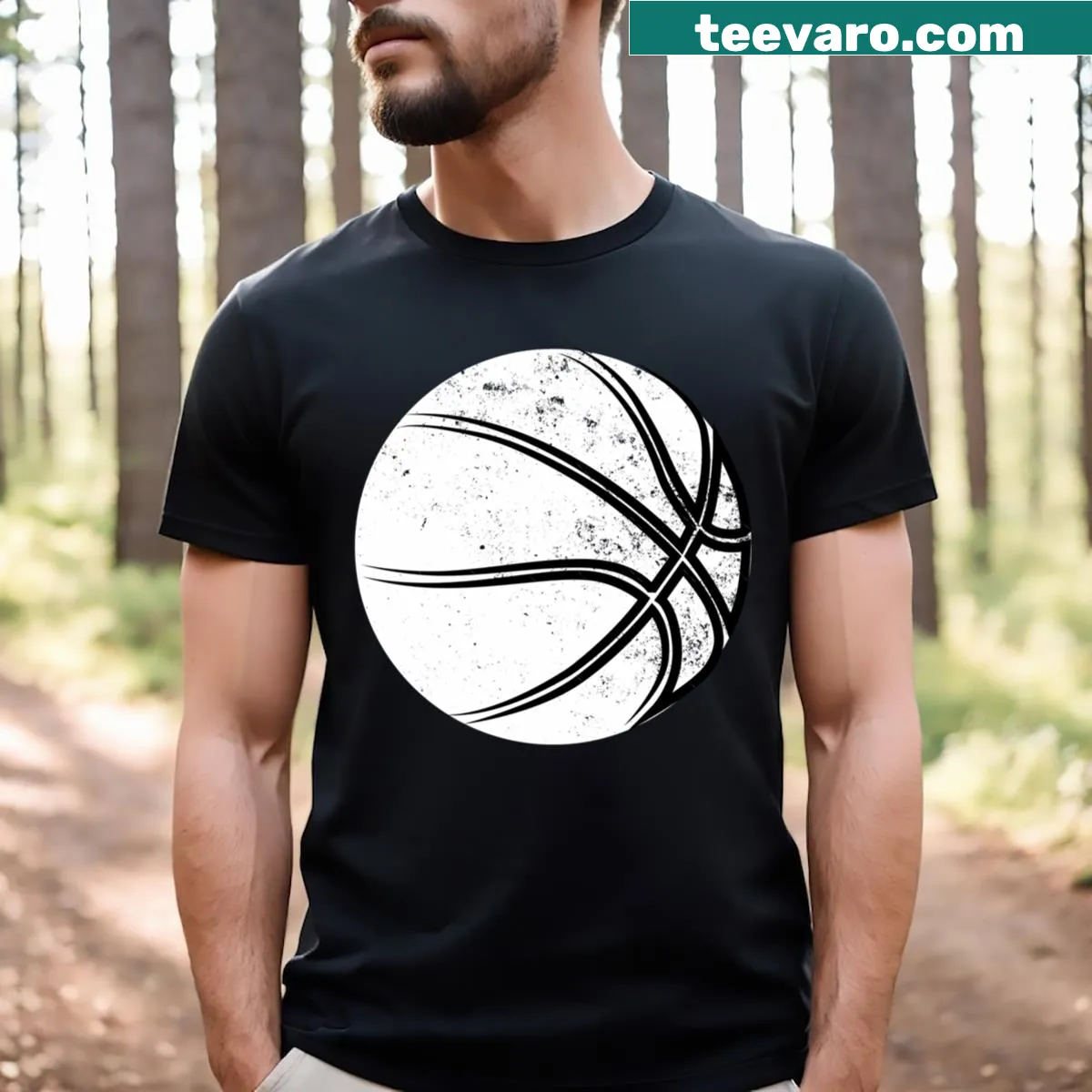 Illustrated basketball player graphic on a T-shirt — on a men's t-shirt