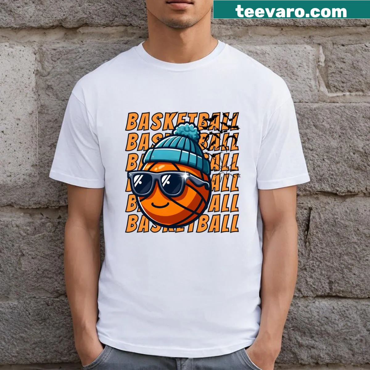 Bold basketball themed t-shirt with sporty graphics — on a men's t-shirt