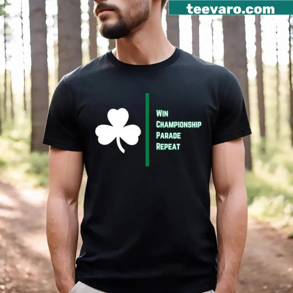 Boston Celtics win schedule T-shirt, featuring game listings for fans.