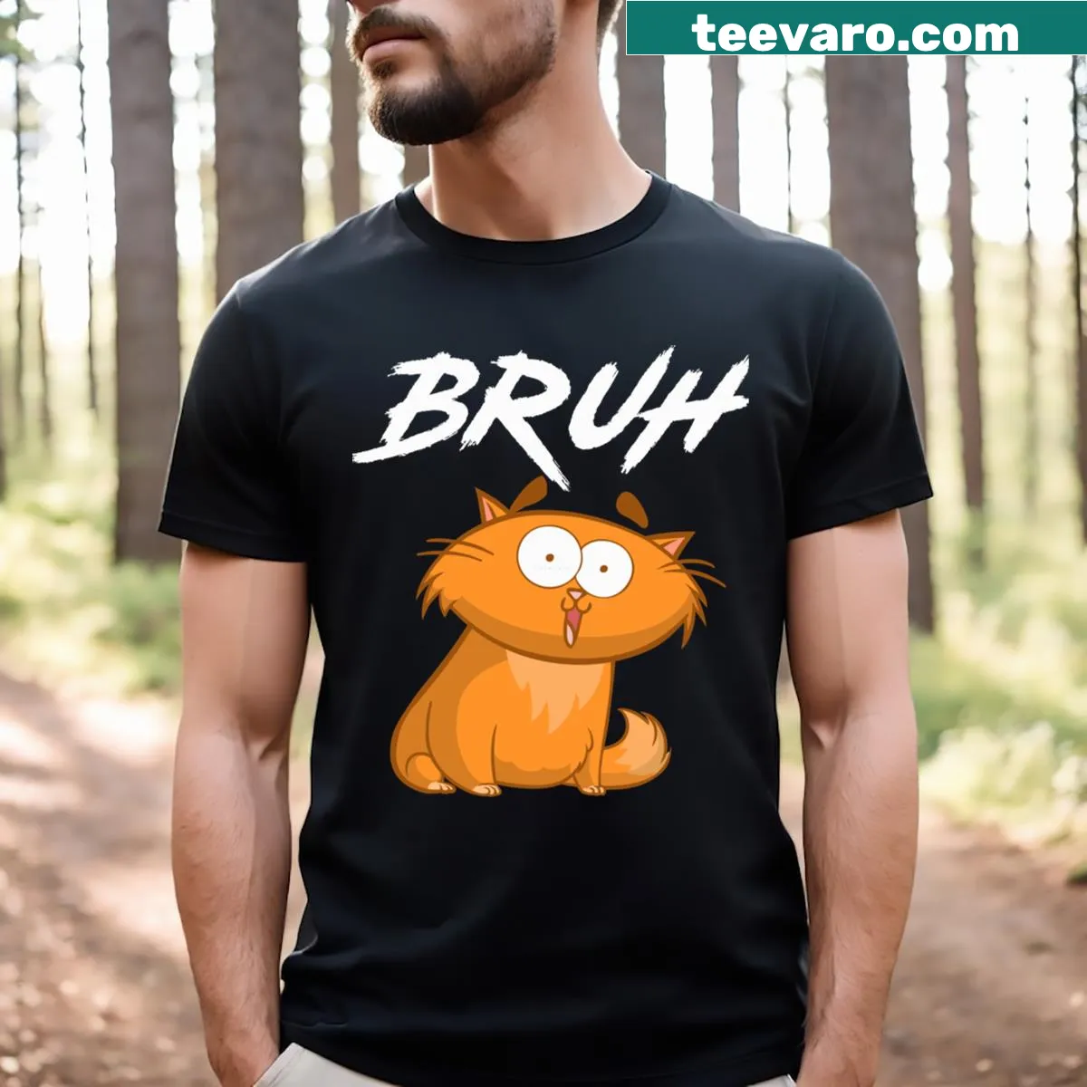 Meme-inspired T-shirt with 'Bruh' text for teens and boys. — on a men's t-shirt