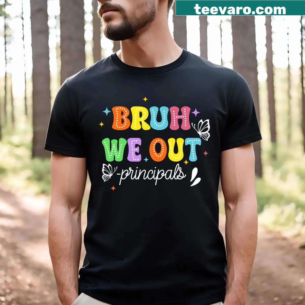Typography t-shirt celebrating the last day of school with humorous text — on a men's t-shirt