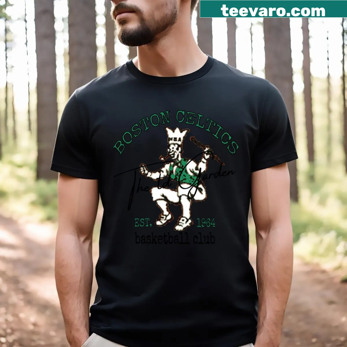 Vintage distressed t-shirt featuring the classic Celtics logo — on a men's t-shirt