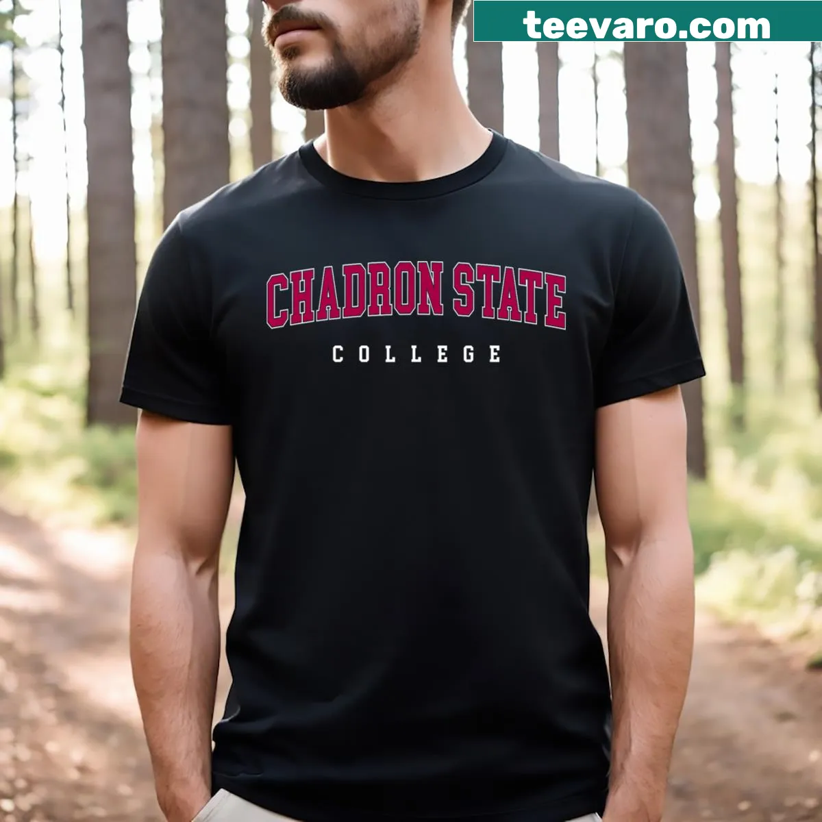 Classic t-shirt featuring Chadron State College name — on a men's t-shirt