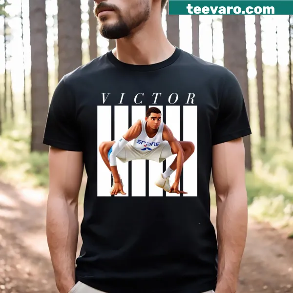 Cartoon T-shirt featuring Victor Wembanyama
