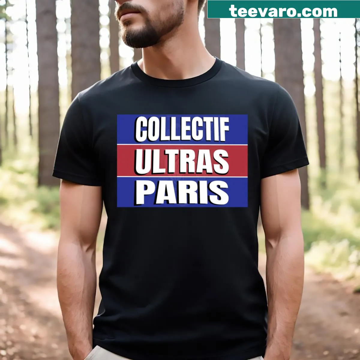 Typography design representing Collectif Ultras Paris supporters — on a men's t-shirt