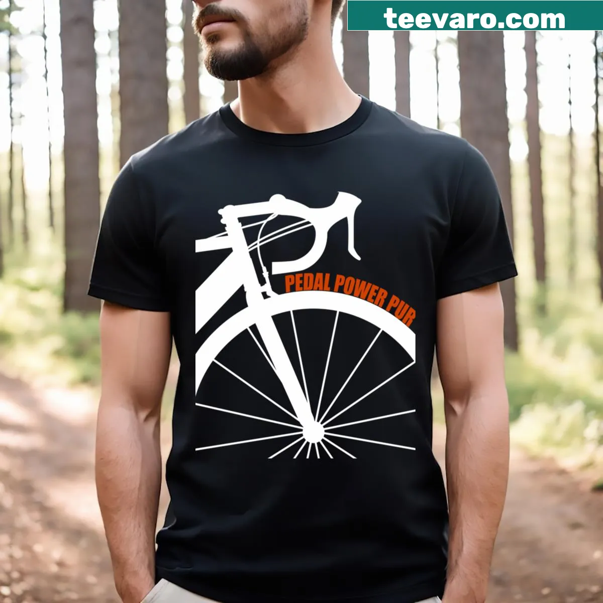 Funny cycling T-shirt with 'Cycopath Pwr' text — on a men's t-shirt