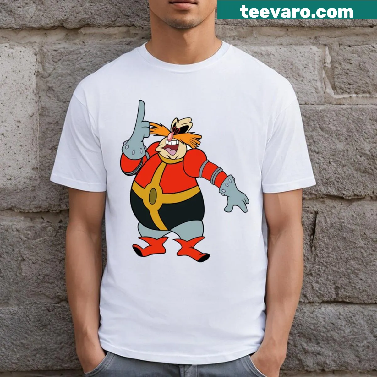 Dr Ivo Robotnik graphic t-shirt from Sonic franchise — on a men's t-shirt