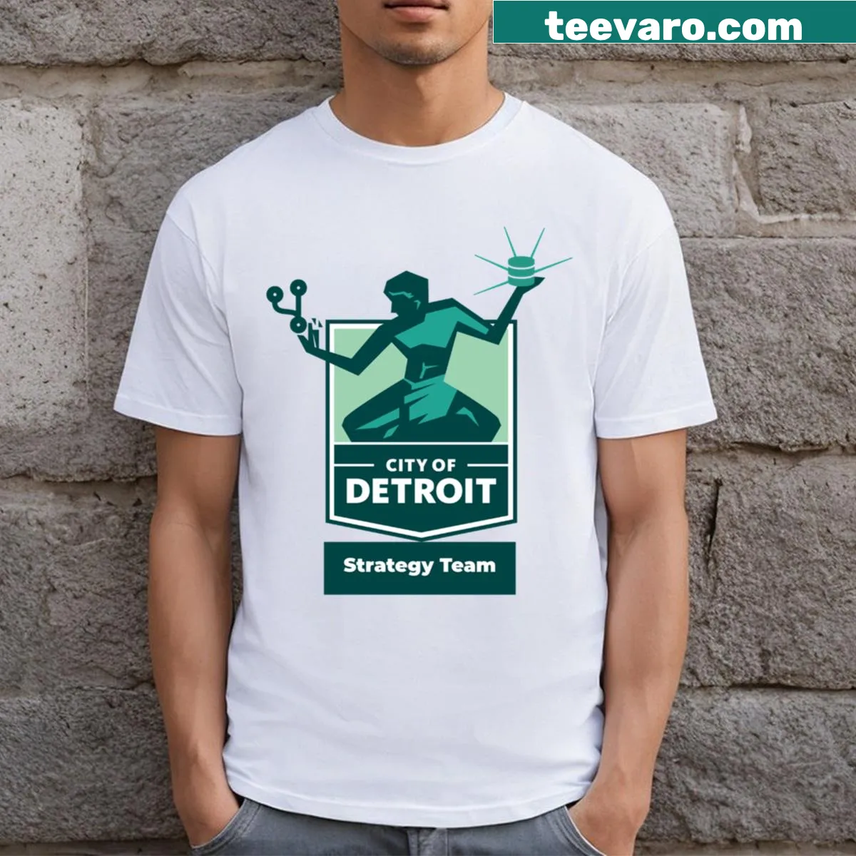 DSA Strategy logo t-shirt — on a men's t-shirt