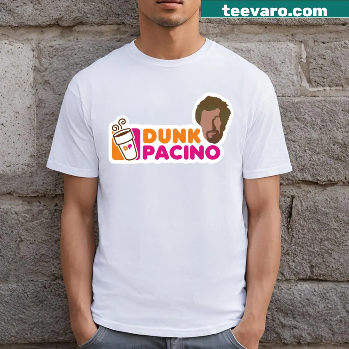 Graphic tee featuring the Dunk Pacino logo, merging basketball and film culture. — on a men's t-shirt