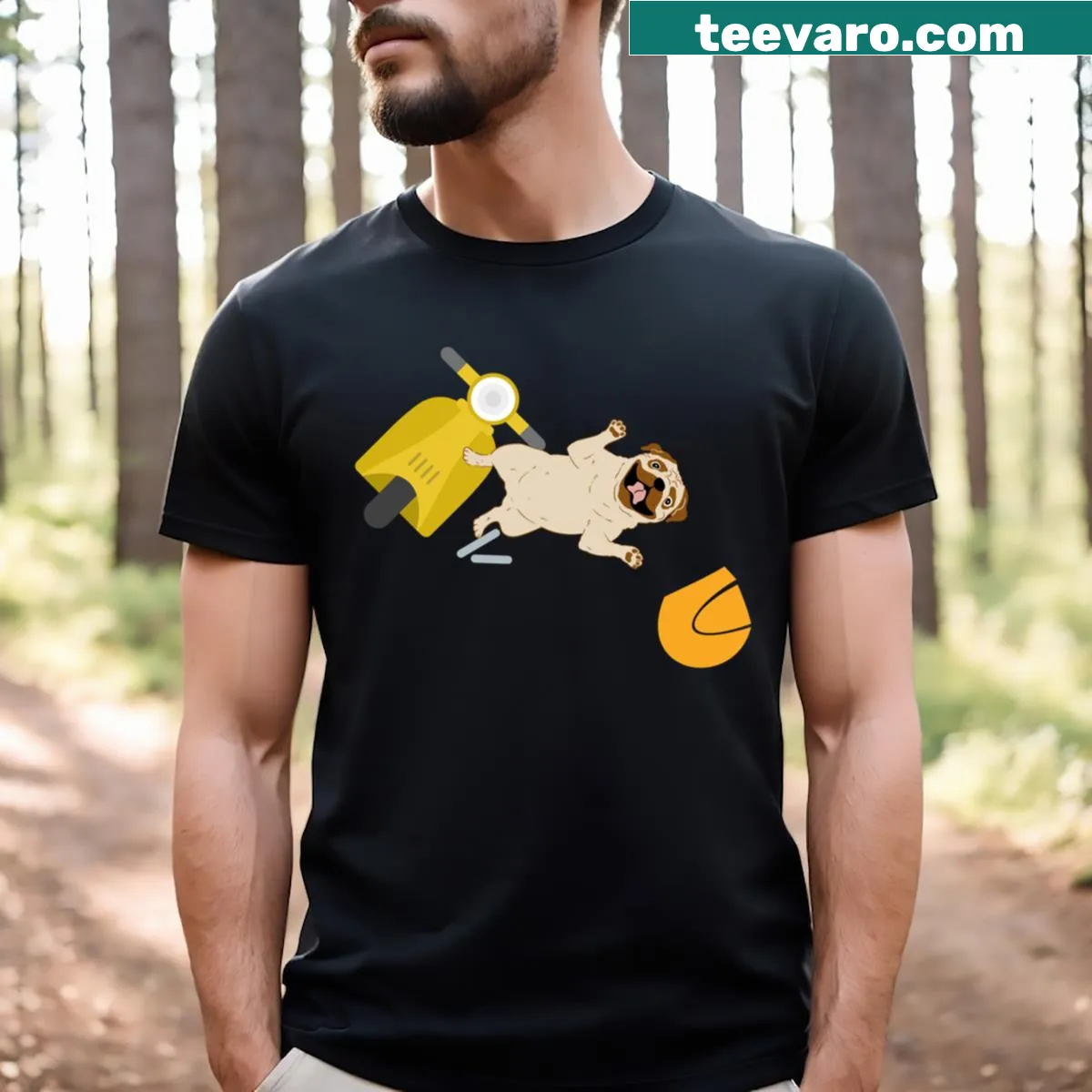 Cartoon design of a funny dog on a t-shirt — on a men's t-shirt