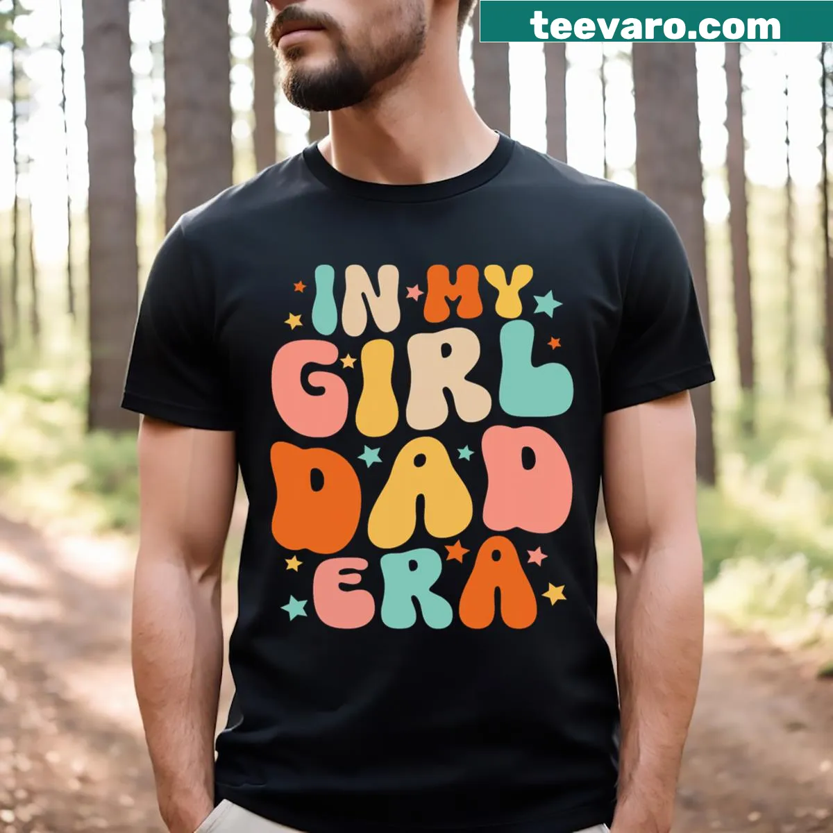Graphic tee with text 'Funny In My Dad Girl Era' for dads — on a men's t-shirt
