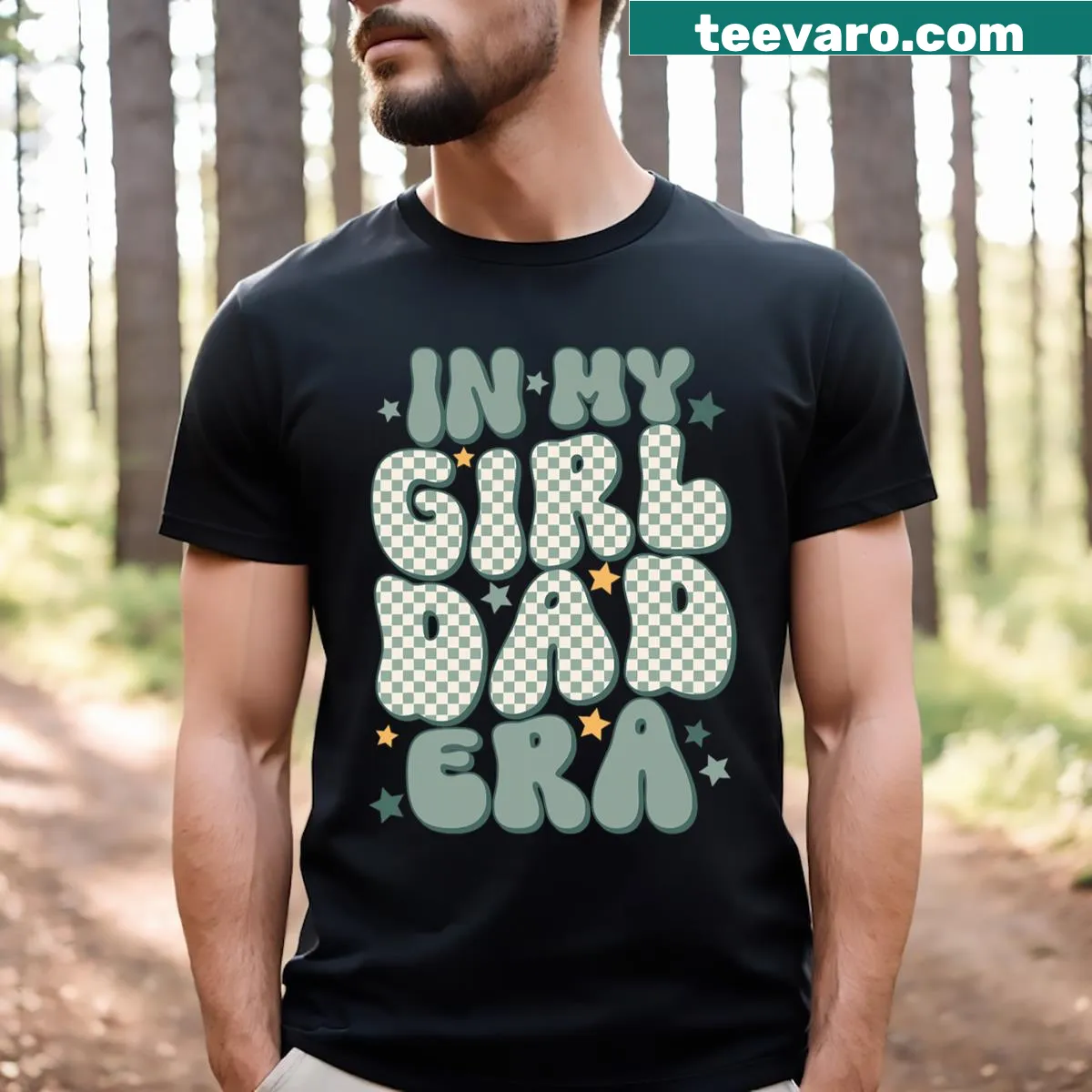 Text design saying 'In My Girl Dad Era' on a T-shirt — on a men's t-shirt