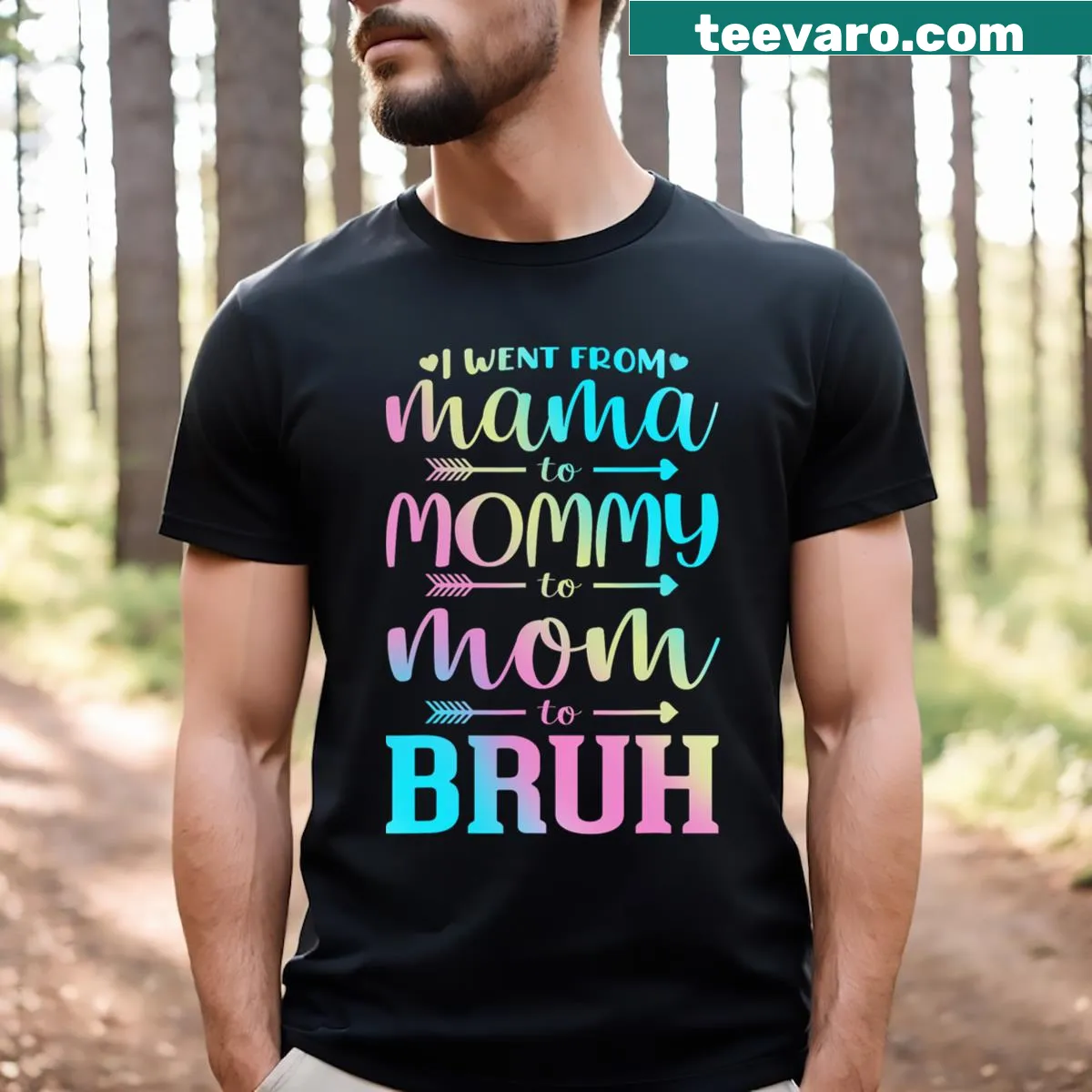 Funny T-shirt for moms with Bruh meme text — on a men's t-shirt