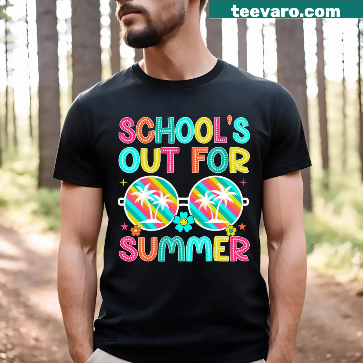 Humorous summer-themed tee celebrating last day of school for kids — on a men's t-shirt
