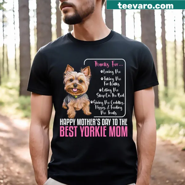 Adorable T-shirt for Yorkie moms celebrating Mother's Day