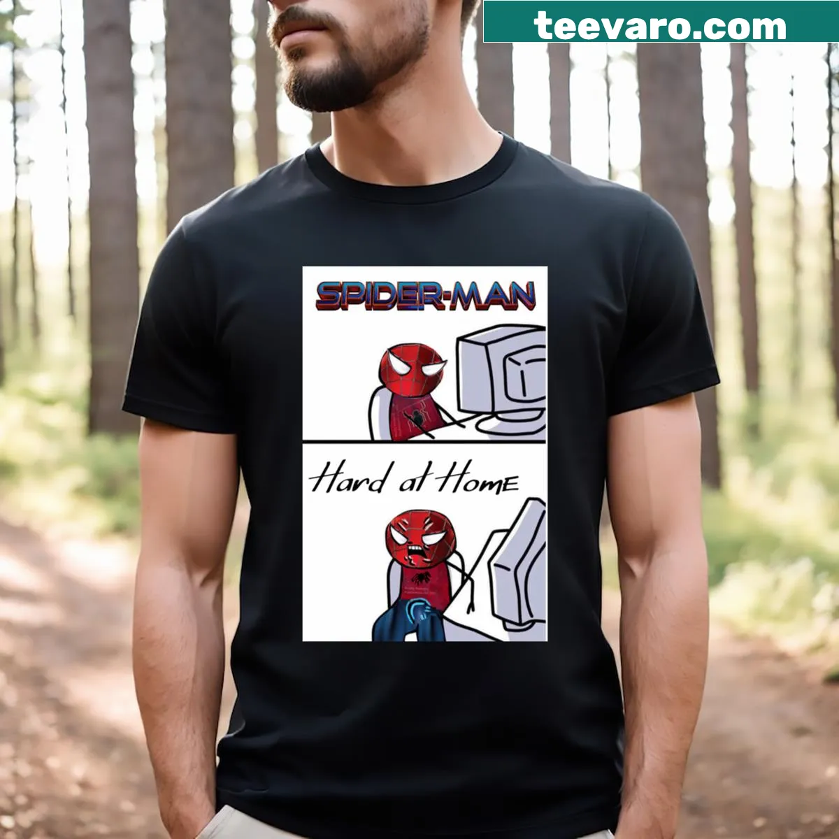 Bold typography t-shirt stating 'Hero Work Is Hard Business' — on a men's t-shirt