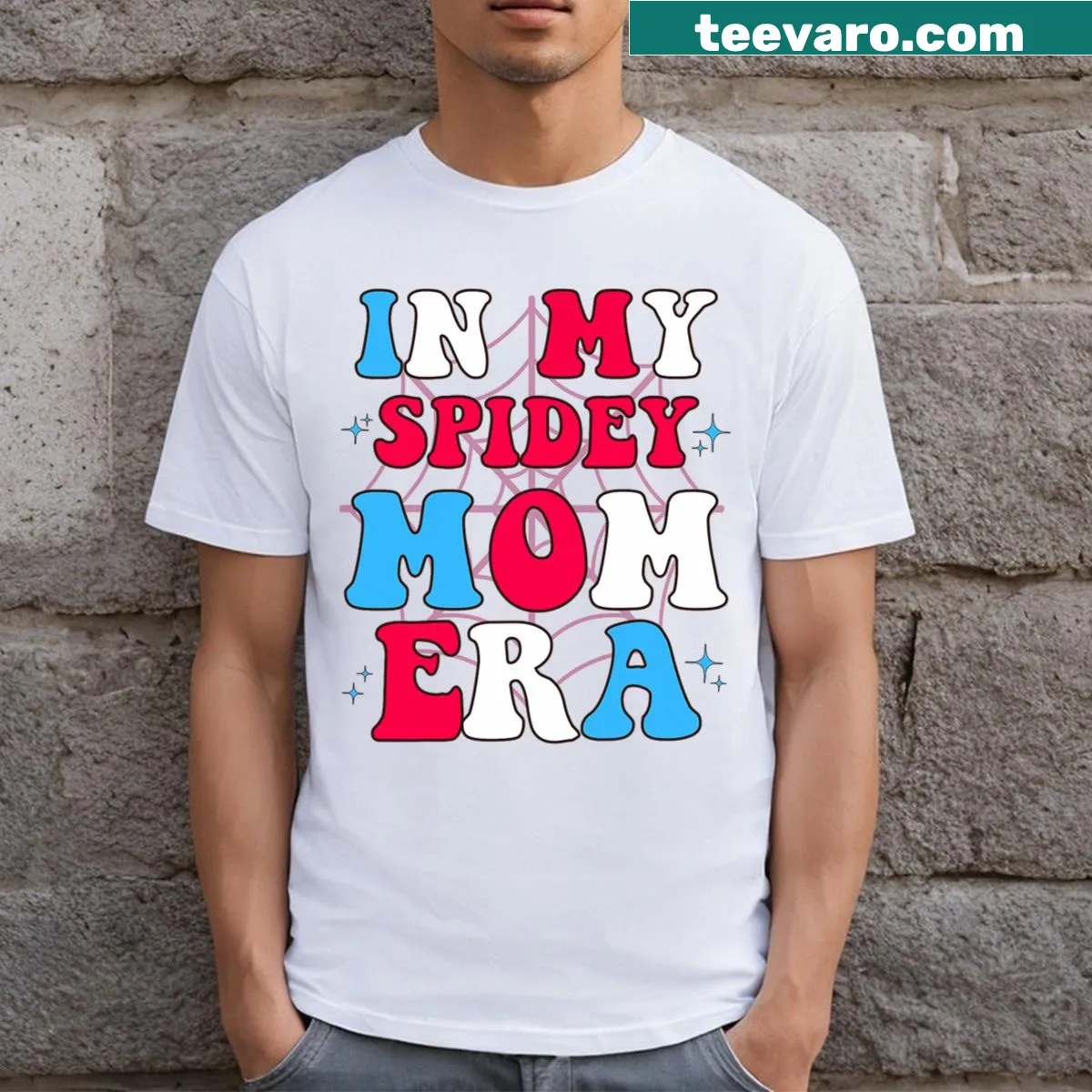 Adorable Spidey Mom T-shirt with cute graphic for Mother's Day — on a men's t-shirt