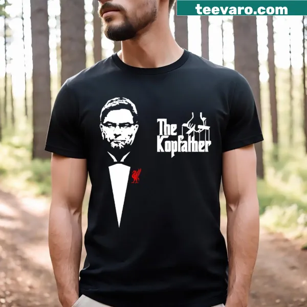 Typography t-shirt with 'Kop Father' text for Liverpool FC fans