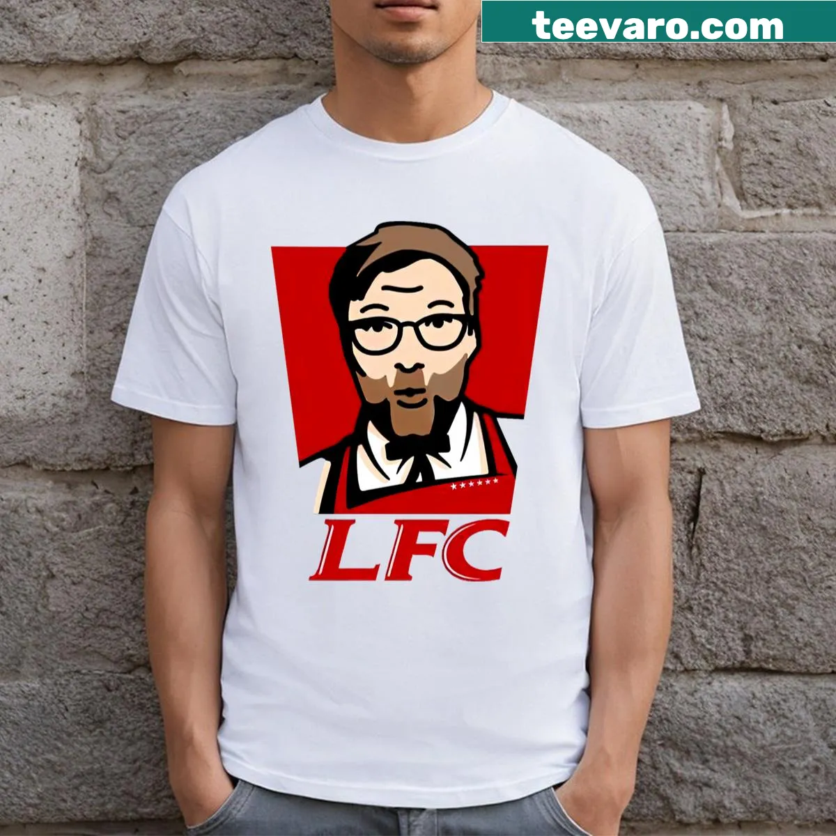 Simple t-shirt featuring LFC branding for Liverpool Football Club supporters. — on a men's t-shirt