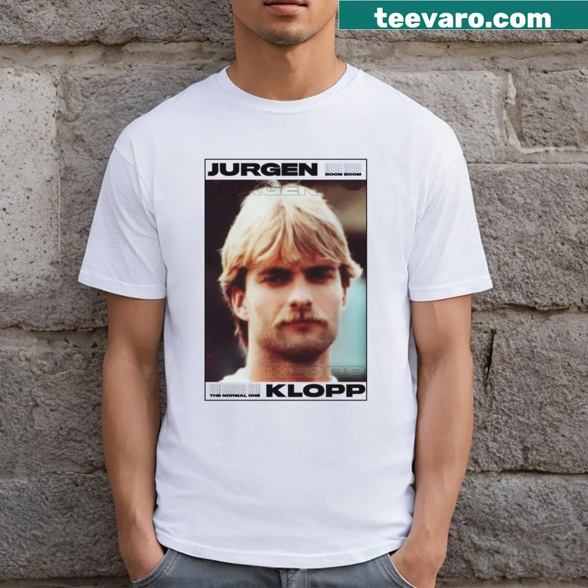 Funny Jurgen Klopp t-shirt with humorous typography — on a men's t-shirt