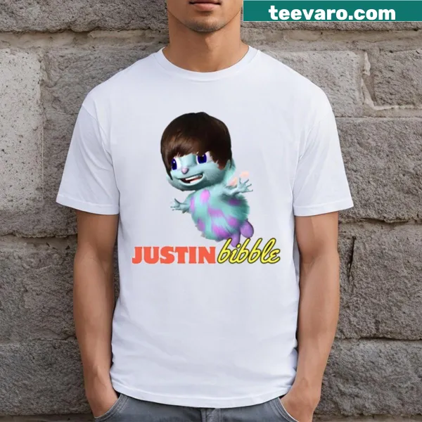 Funny meme-themed t-shirt featuring the Justin Bibble design