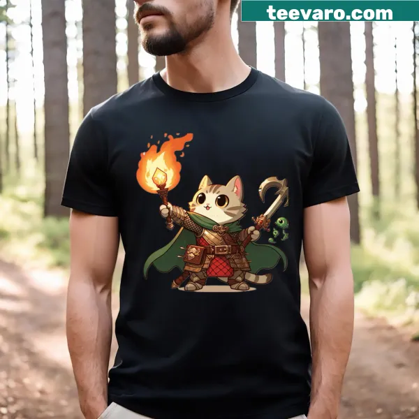 Illustrated t-shirt featuring kittens as explorers with playful gear