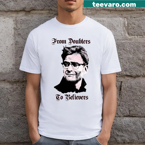 Bold typography t-shirt with phrase 'Doubters to Believers'