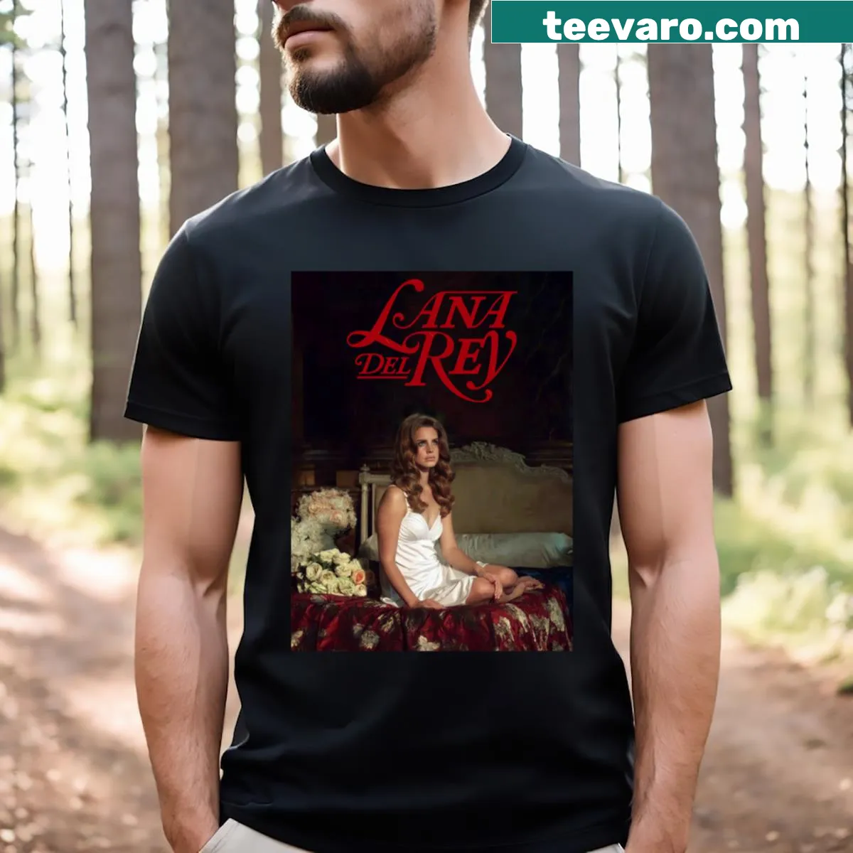 T-shirt featuring a design inspired by Lana Del Rey's artistry — on a men's t-shirt