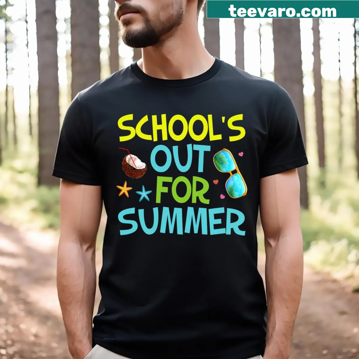 Humorous typography T-shirt celebrating the last day of school — on a men's t-shirt