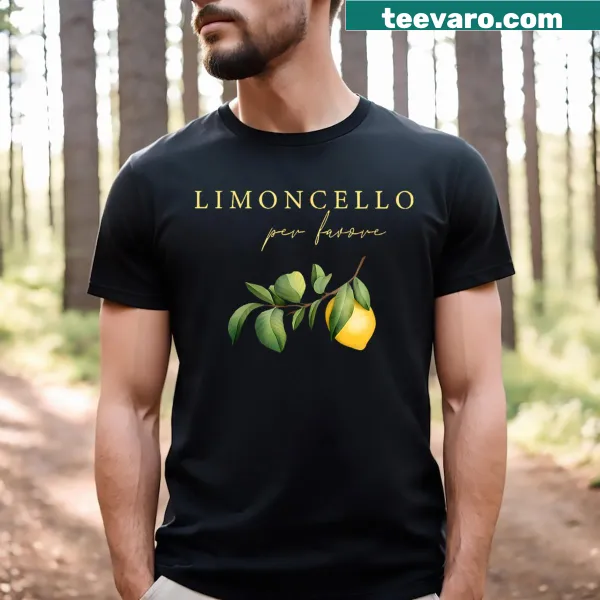 Limoncello Per Favore text design on a casual men’s t-shirt