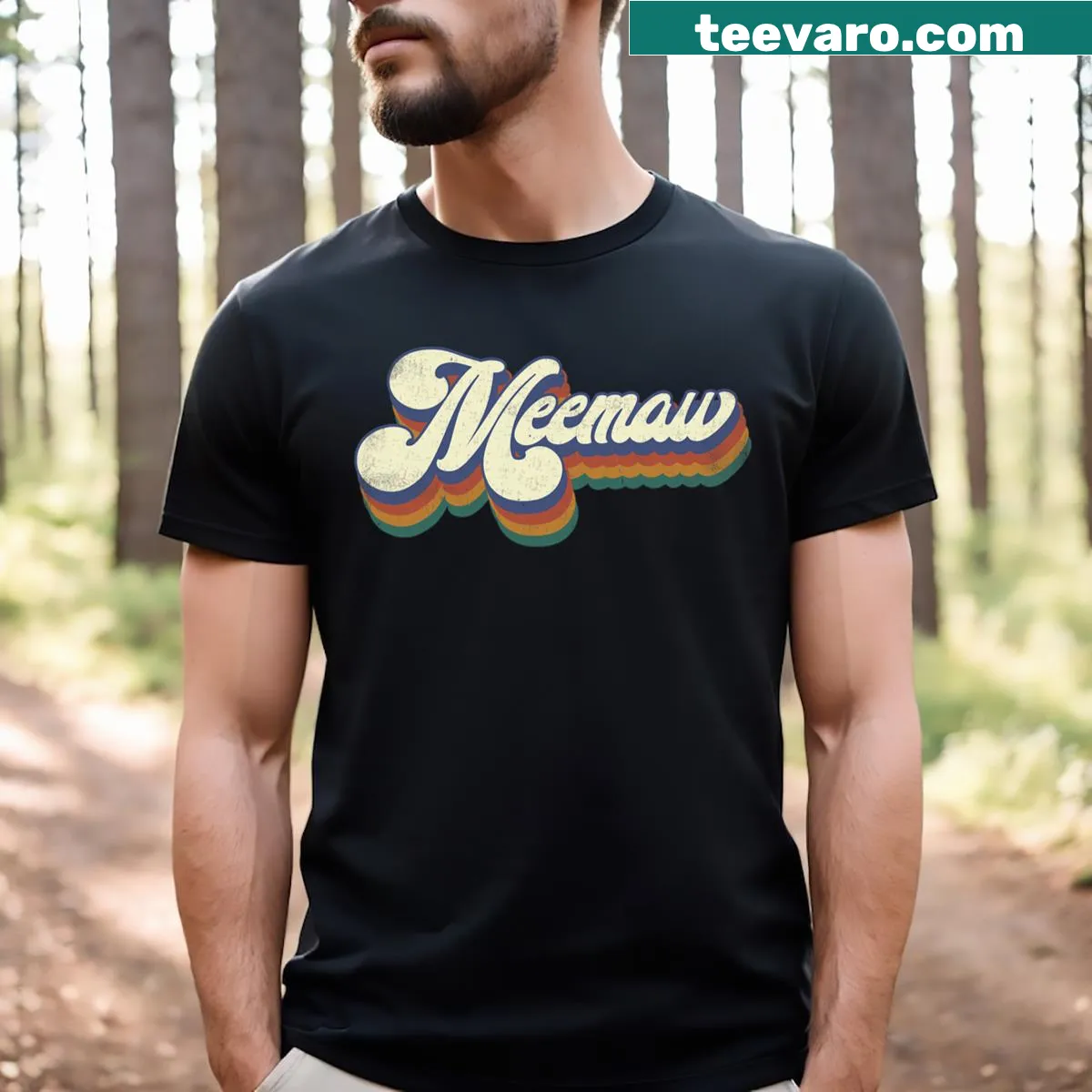 Retro vintage T-shirt featuring the word 'Meemaw' for grandmas — on a men's t-shirt
