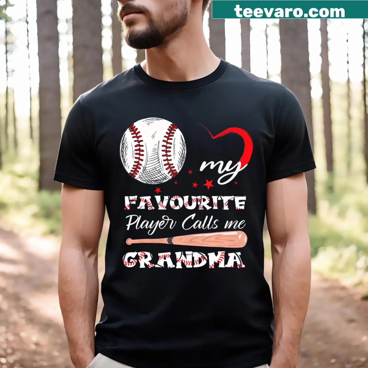 T-shirt with the phrase 'My Favorite Player Calls Me Grandma' — on a men's t-shirt