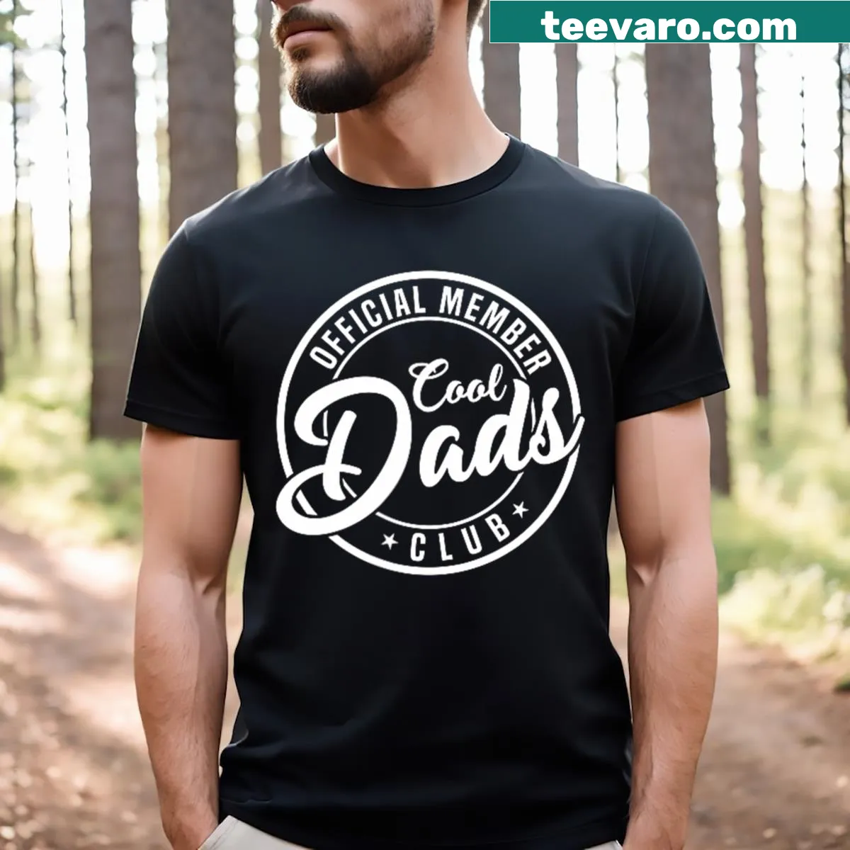 Funny dad T-shirt with typography saying Official Member Cool Dads Club — on a men's t-shirt