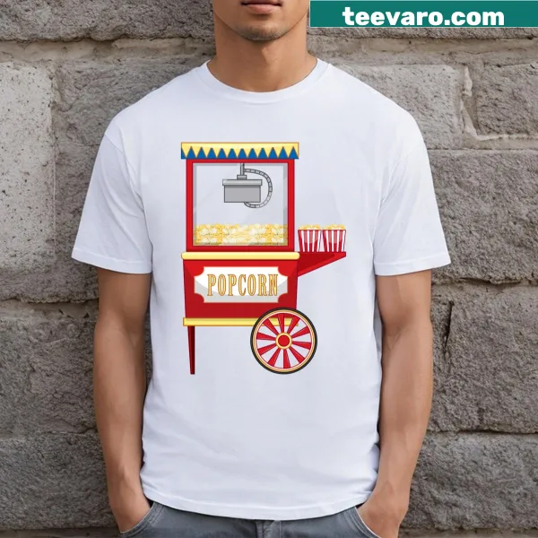 Vintage graphic t-shirt featuring an old-school popcorn cart design
