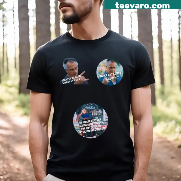 Playful T-shirt with cartoon design of Paulie Walnuts from The Sopranos.