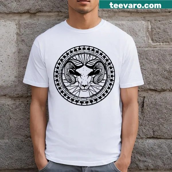 Black and white logo T-shirt featuring a Ram design