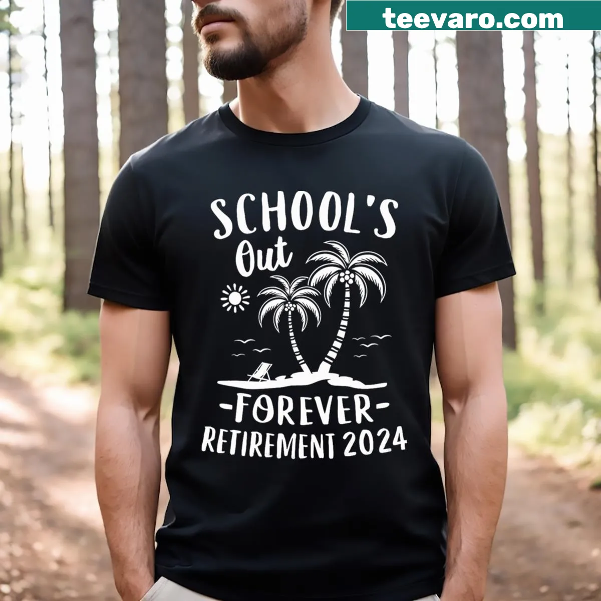 Cheerful retirement graphic for teachers on T-shirt — on a men's t-shirt