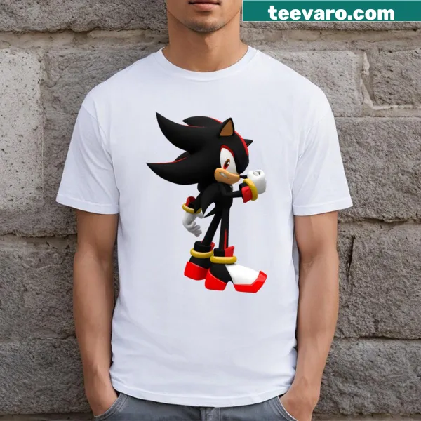 Illustration of Shadow the Hedgehog on a T-shirt