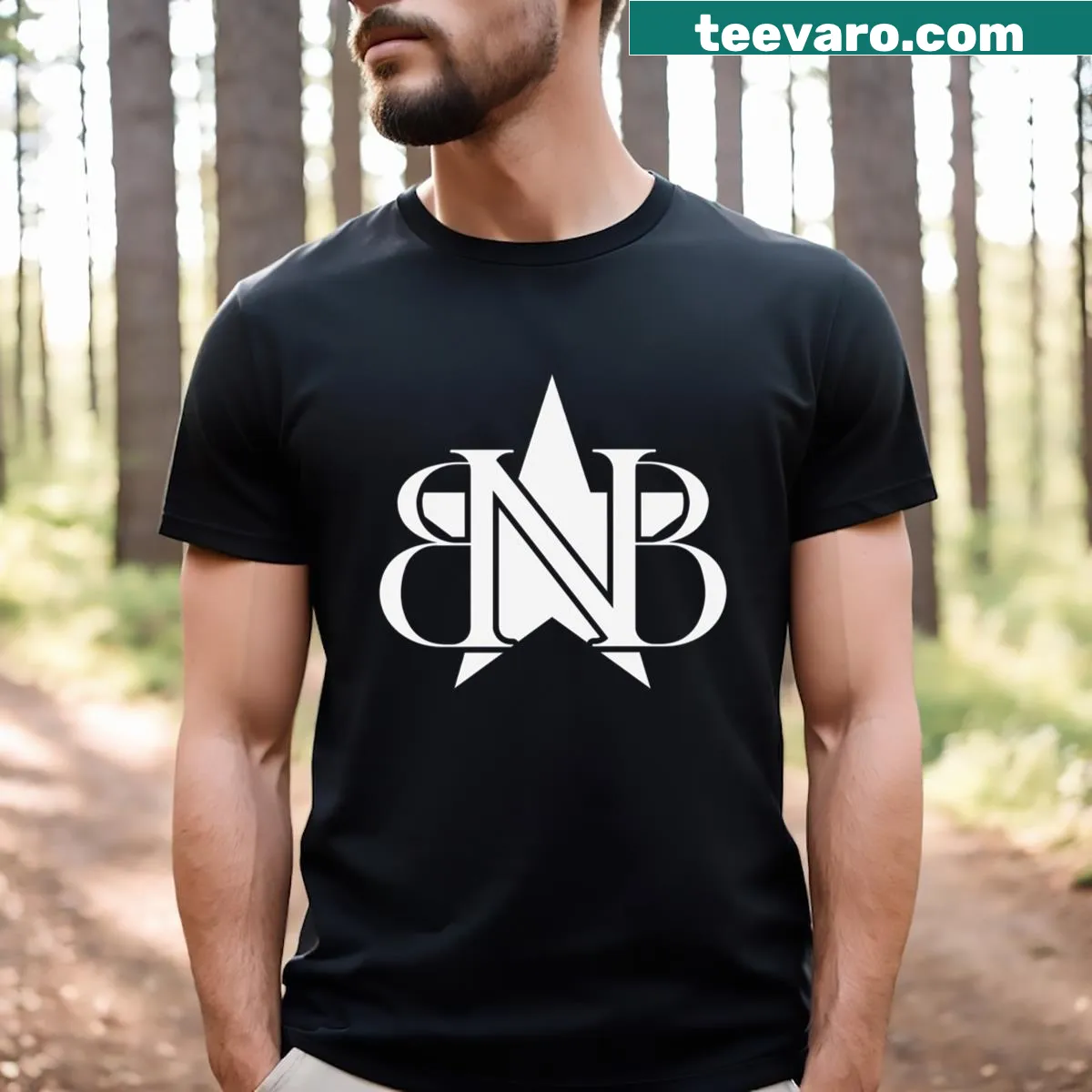 Snow Strippers logo t-shirt featuring a playful badge design. — on a men's t-shirt