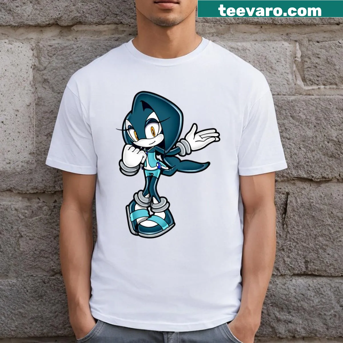 Classic Sonic the Hedgehog graphic on T-shirt — on a men's t-shirt