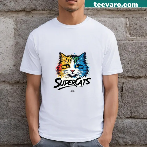 Supercats graffiti logo t-shirt with an urban art style